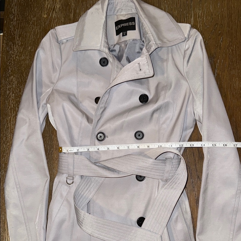 Express Light Gray Trench Coat - Picture 4 of 16